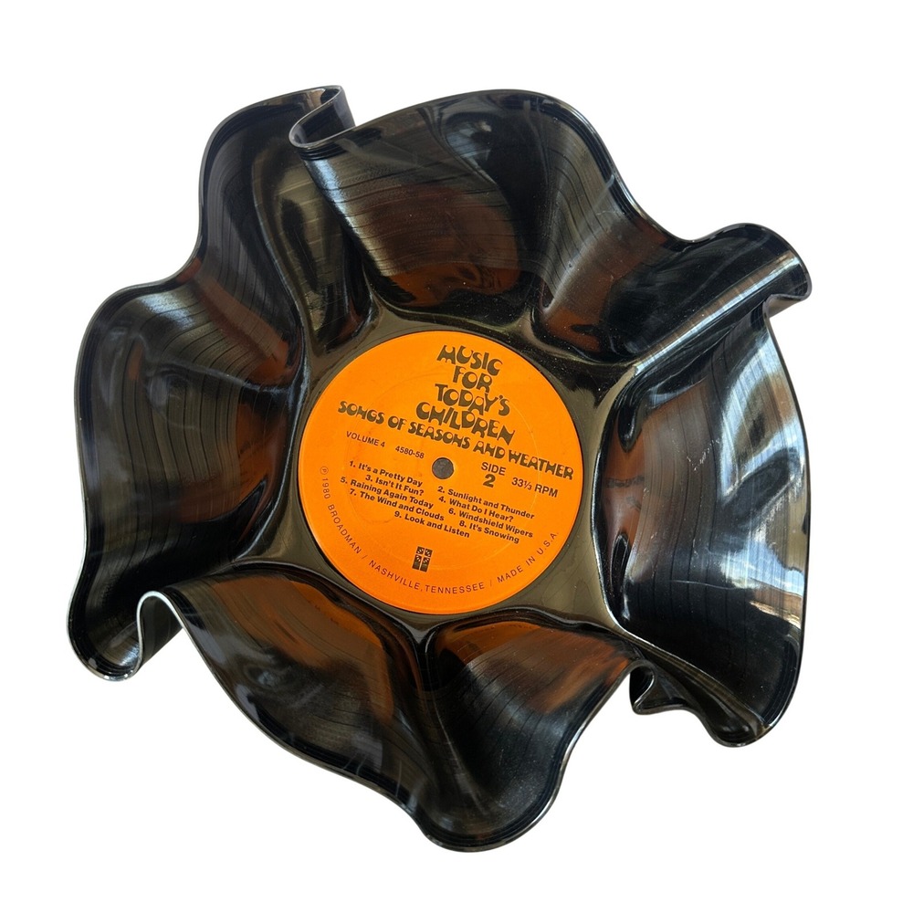 Vintage Upcycled Vinyl Record Bowl Music For Todays Children 1980 Broadman LP